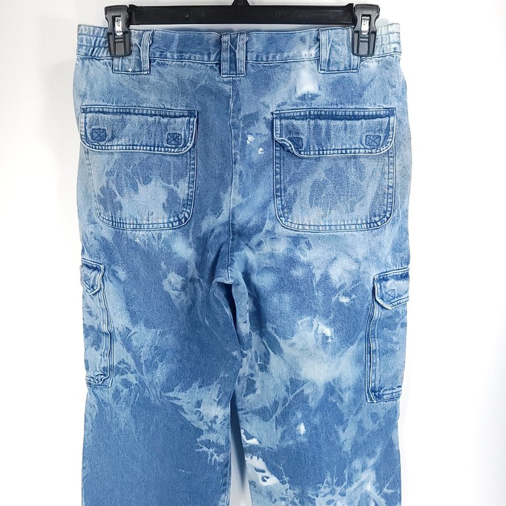 Scandia Woods Denim Cargo Utility Jeans 32S Blue Cotton Distressed Destroyed - Picture 3 of 8